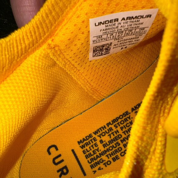 Under Armour Curry Flow 8 NM Yellow Basketball Shoes Mens 12.5 3024785-700 NEW